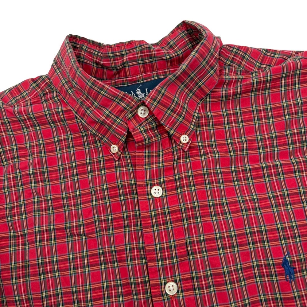 Polo Ralph Lauren Button Down Shirt Men's XL Red Plaid Blake Holiday Long Sleeve